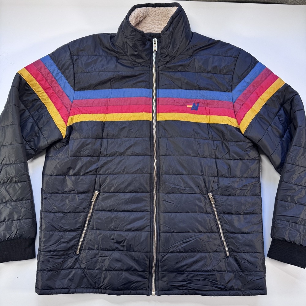 AVIATOR NATION 4 Stripe Jacket Adult Unisex XLarge Black Puffy Made in the USA